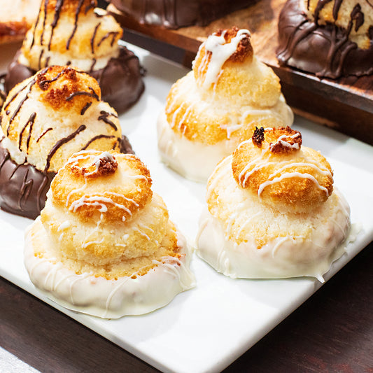 White Chocolate Dipped Coconut Macaron